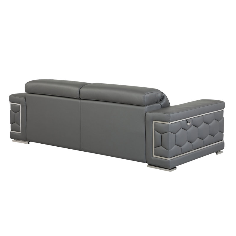 Modern Sofa Top Graitalian Leather Sofa, Dark Gray