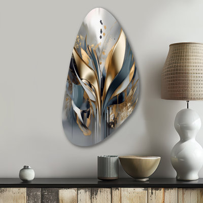 Abstract Shapes And Lines IV - Abstract Marble Fall Shape Irregular Metal Wall Decor