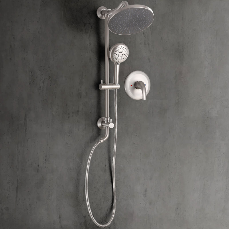 Wall Mounted Exposed Shower Faucet with Anti-Scald Pressure Balance Valve, Brushed Nickel