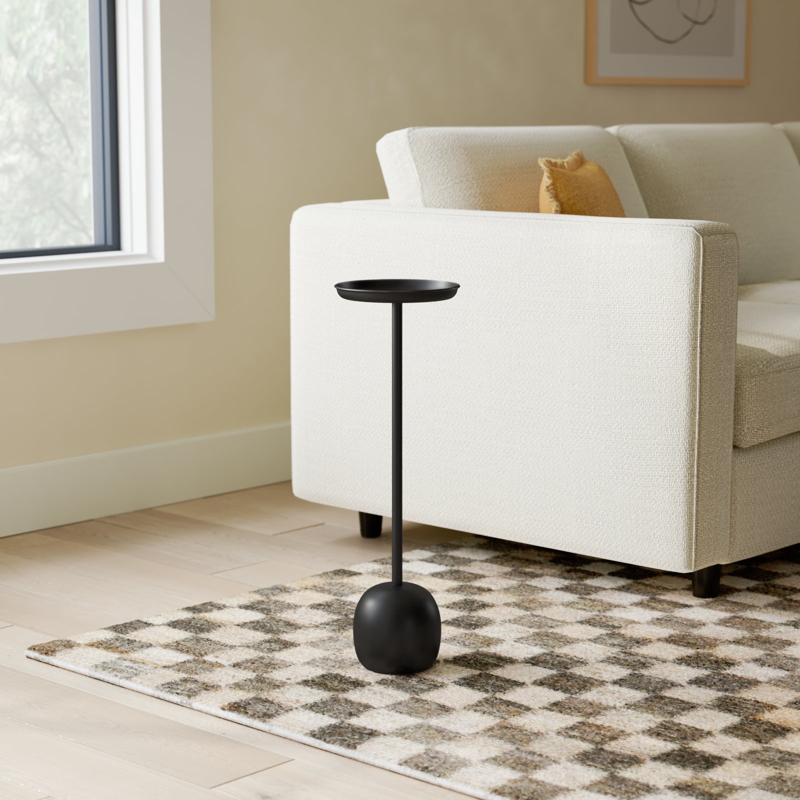 Modern Metal 25"H Drink Table in Black Finish with Round Top Accent Table
