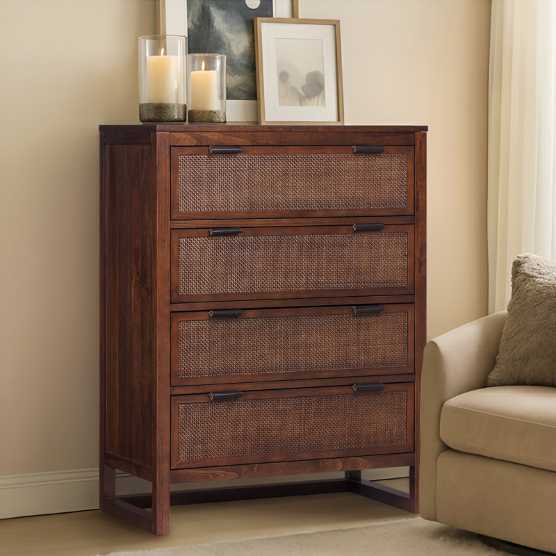 Teamson Home Hatteras 4-drawer Dresser, Walnut, Dark Brown