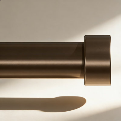 Heavy Duty Adjustable Curtain Rod 1 Inch Diameter Steel Drapery Rod With Modern Finials For Windows 18 To 42 Inch, Antique Bronze