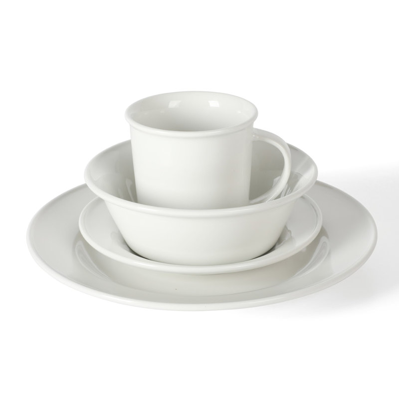 Cliffield White Porcelain 16-Piece Dinnerware Set, Service for 4