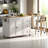 74.8" Kitchen Island With Extendable Dining Table, Kitchen Storage Cart With 3 Drawers, Power Outlet, Rolling Kitchen Island On Wheels With Spice Rack And 2 Door Cabinet, For Kitchen, White