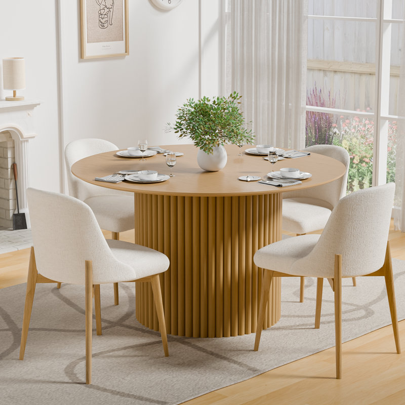 Ensemble de table ronde et chaises, Beige, H 30 po x L 46 po x l 46 po