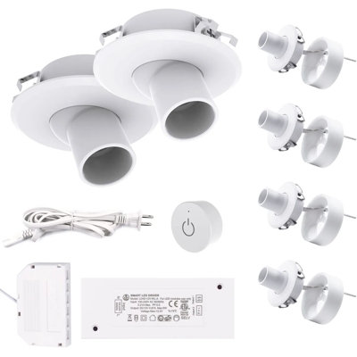 12V Dimmable Mini Silver Spotlight with Wireless Dimmer Switch Recessed or Surface Mount