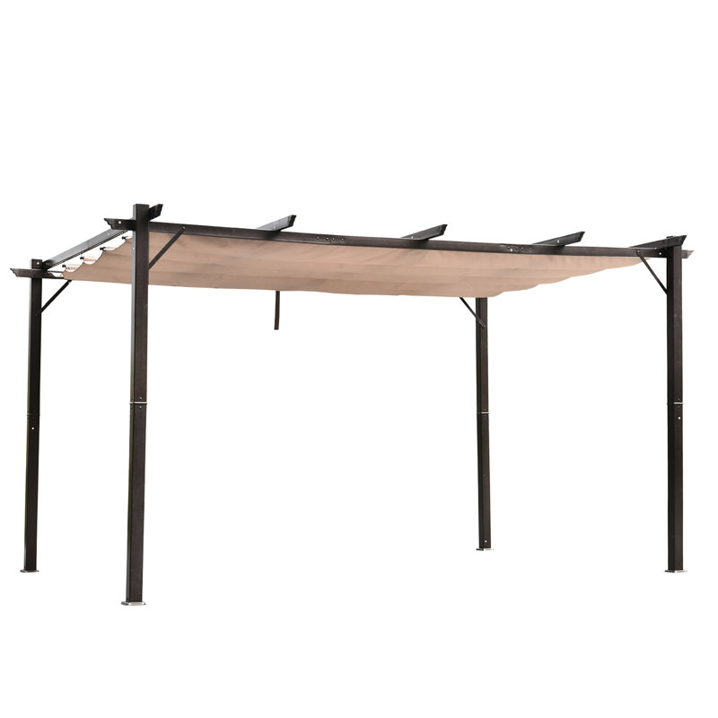 10' X 13' Outdoor Pergola Canopy Brown - Aluminum Patio Gazebo For Backyard Use Adjustable Shade, Construction, & Water Retractable In Brown. Aluminum, Strong Build, Weather , Construction
