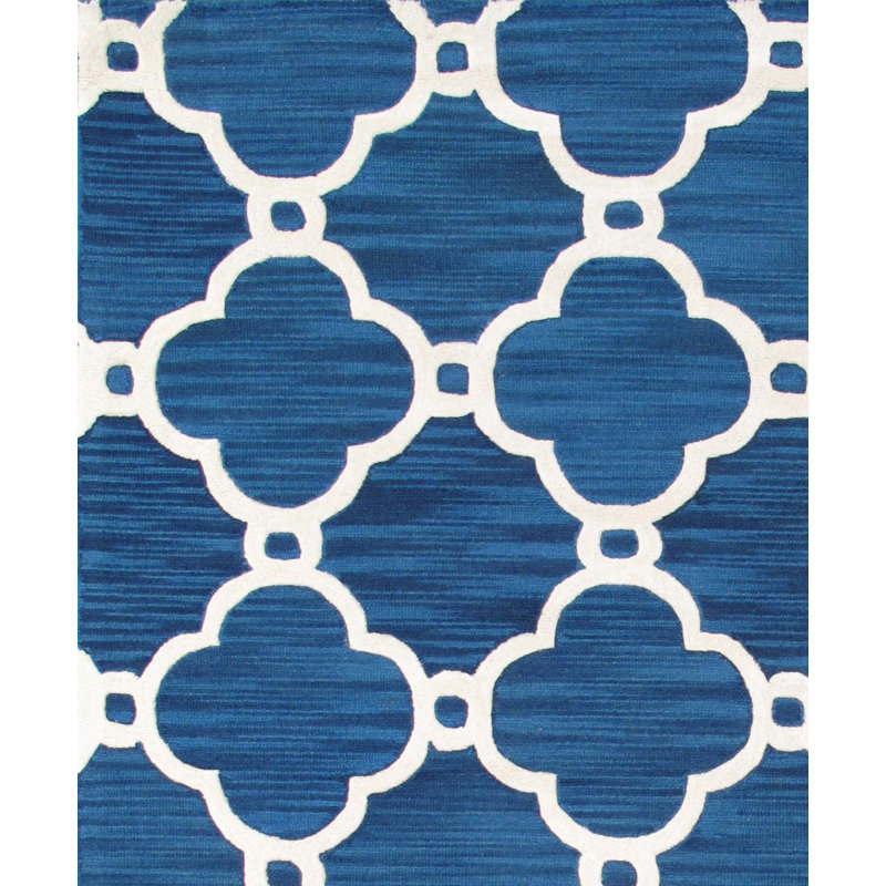 Wambui Moroccan Area Rug in Blue, Rectangle 5' x 8'