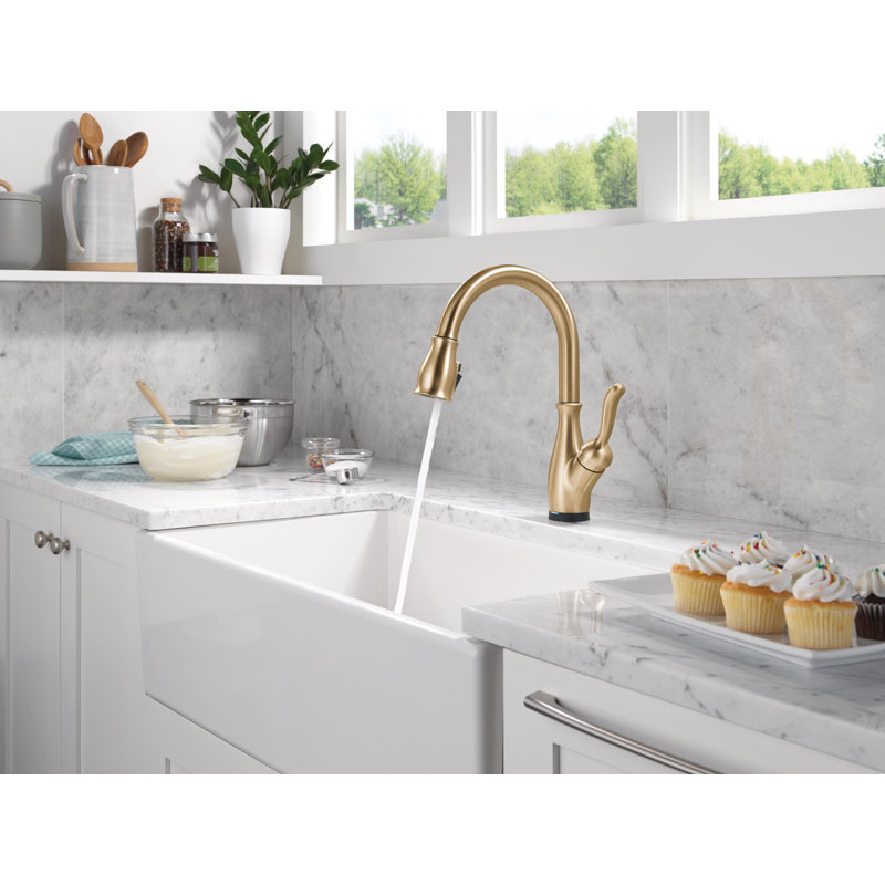 Leland Touch2O Kitchen Faucet with Touchless Technology, Gold