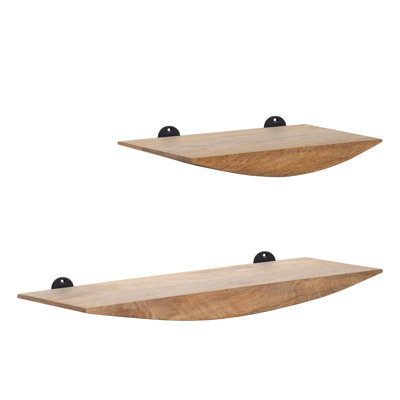 Ghaith 2 Piece Solid Wood Wall Mounted Shelf