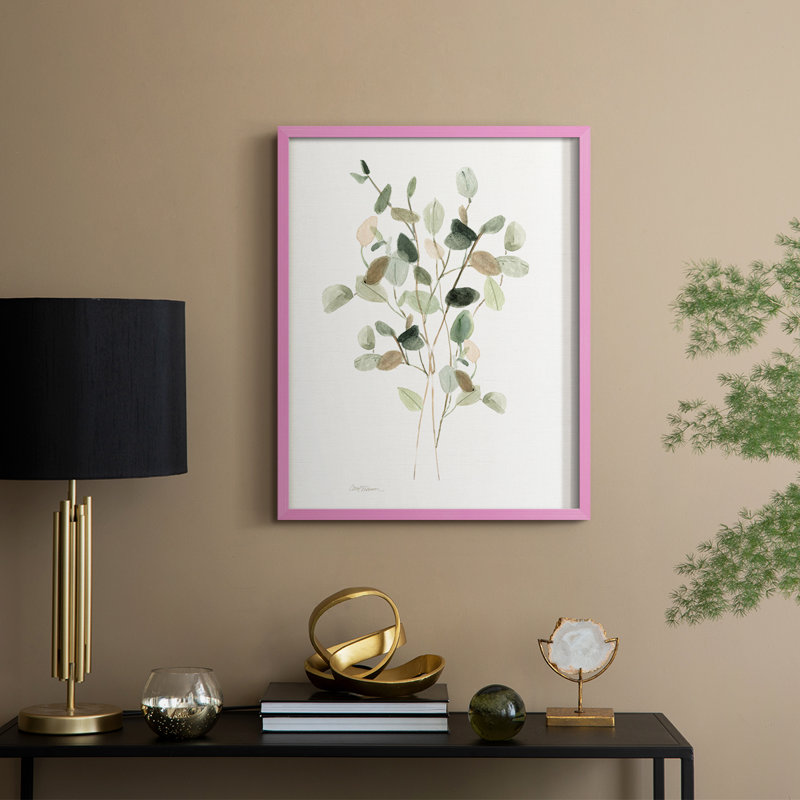 Leafy Botanical I Framed Print - Solid Wood, Pink, 11" H x 9" W