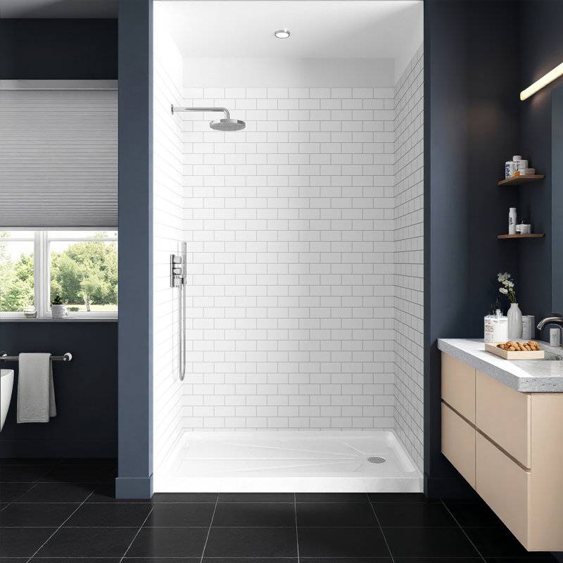 Ensemble de rideau de douche 3 pièces 32 po x 32 po x H 80 po, 80" H x 60" W x 32" D