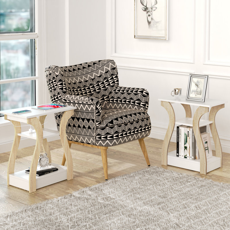 Table de bout de 23,62 po, petite table d'appoint avec prises intégrées pour le salon, la chambre à coucher et la table de chevet