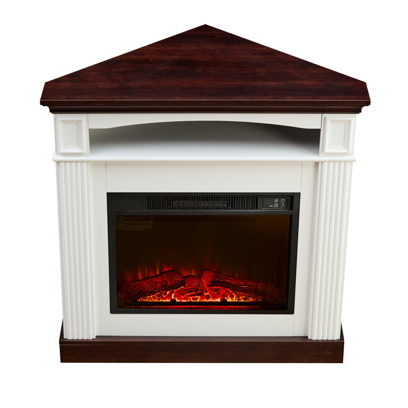 Corner Electric Fireplace With Mantelpiece For Living Room Or Bedroom, Replaceable Fireplace Insert Heaters, Realistic Log And Flame Effects, Remote Control, Timer