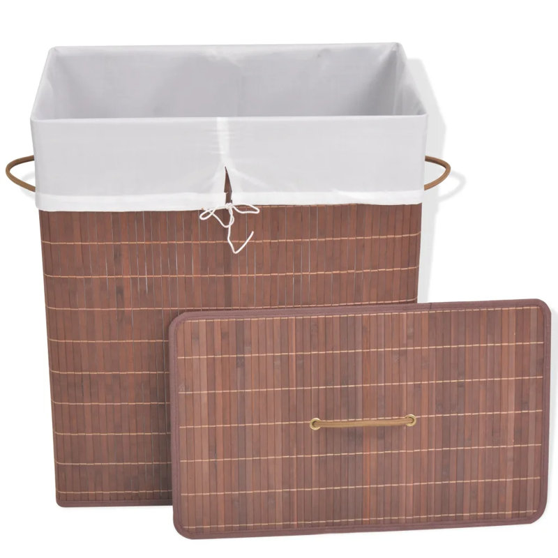 Bay Isle Home Bamboo Laundry Bin Round Natural, Brown, Rectangular, 60cm H x 52cm W x 32cm D