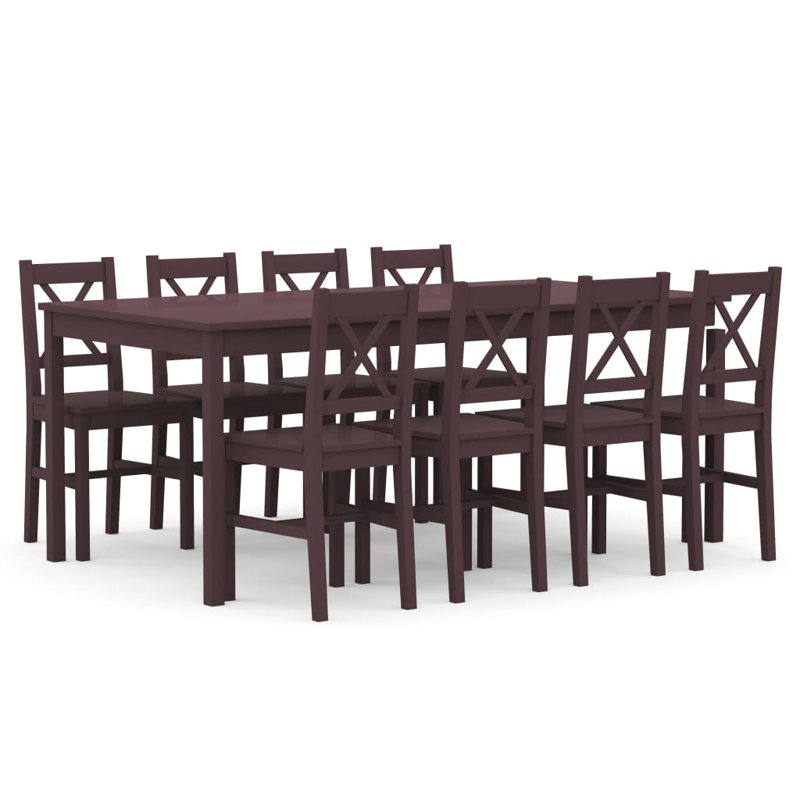 McMahon Solid Wood Dining Set, Dark Brown, H73 x L180 x W90cm