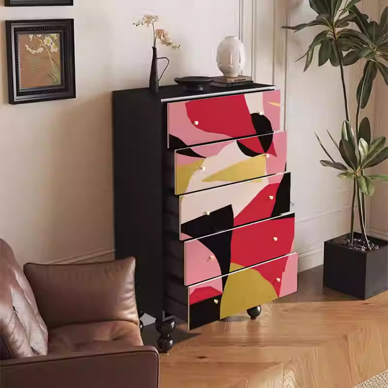 Armoire de rangement en pin avec 5 grands tiroirs