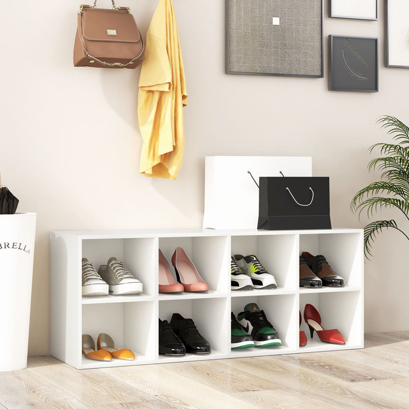 8 Pair Shoe Storage Bench, White