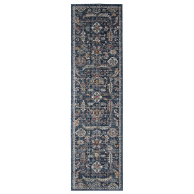 Oriental Machine-Made Blue Area Rug