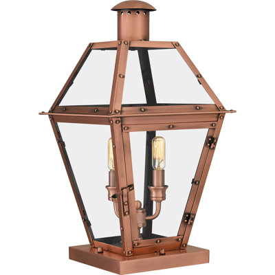 Rue De Royal 2-Light Aged Copper Outdoor Pier Mount Light
