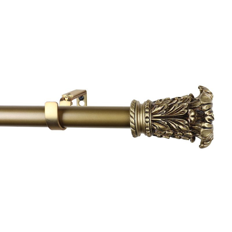 Debolt Polyresin Adjustable Single Curtain Rod, 28" - 48" L, Renaissance Gold