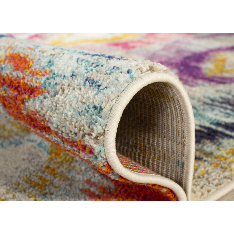 Nistler Area Rug In Grey Multi, Rectangle 61 x 91 cm