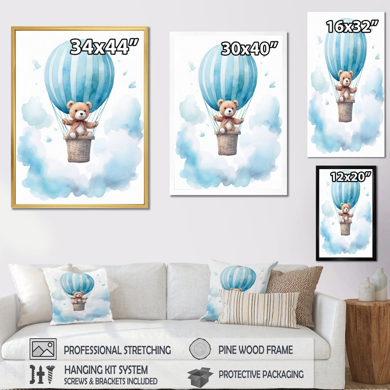 «Nursery Bear Cub Children Dreams III», reproduction sur toile, H 32 po x l 24 po x P 1 po, Toile tendue