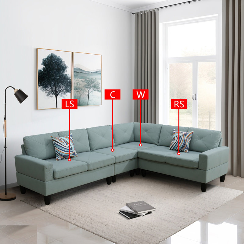 Canapé modulaire 4 pièces Gwenetta, Velours vert, Noir