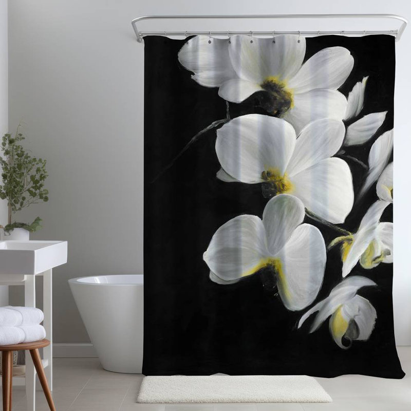Floral – Polyester Shower Curtain, Dye Sublimation Print, 71" W × 74" L