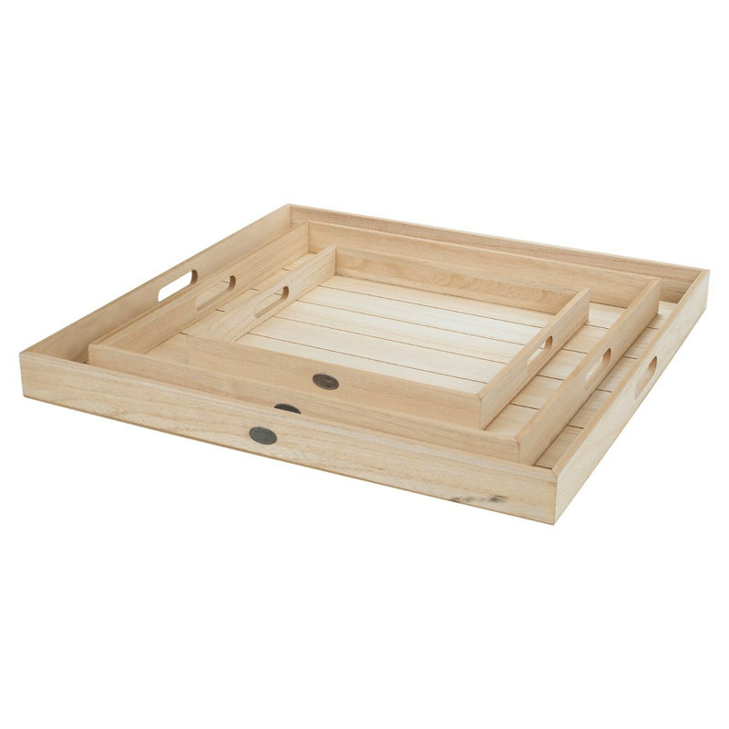 Straus Tray - Set of 3, Brown