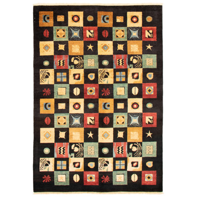 Tapis noir Finest Peshawar Ziegler 6 pi 0 po x 8 pi 9 po