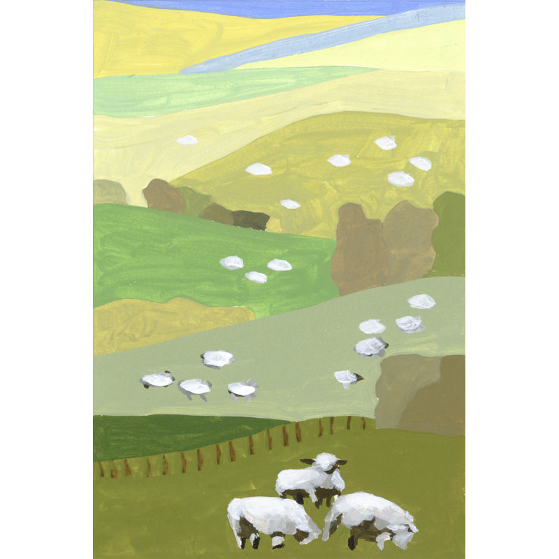 Mountain Sheep II by Melissa Wang - Painting, 91cm H x 61cm W, Black Floater Framed