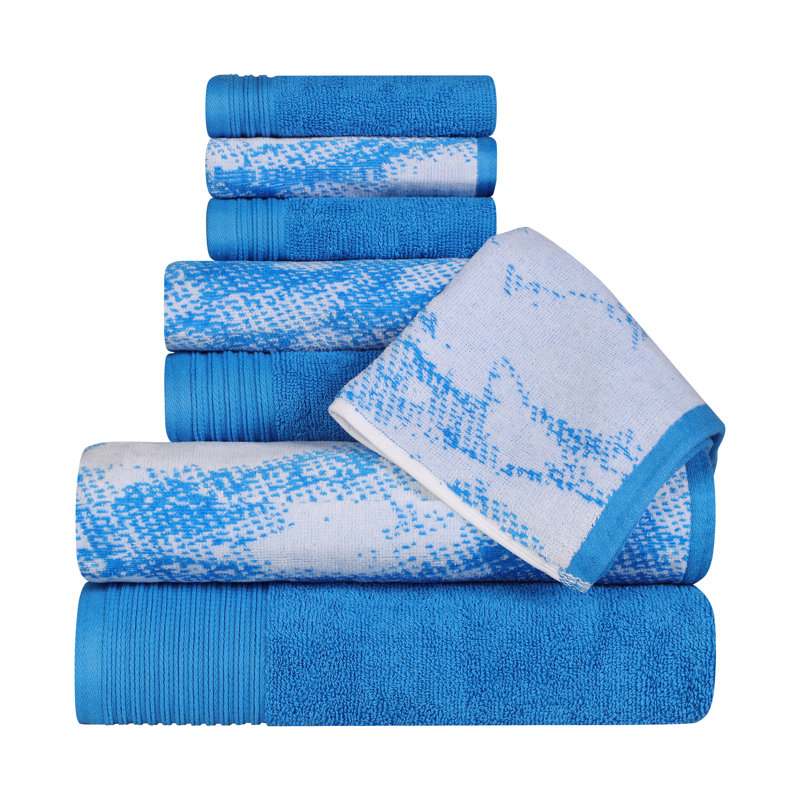 Blue Nile Mills 100% Cotton Quick-Drying Absorbent Solid Towel Set, Blue