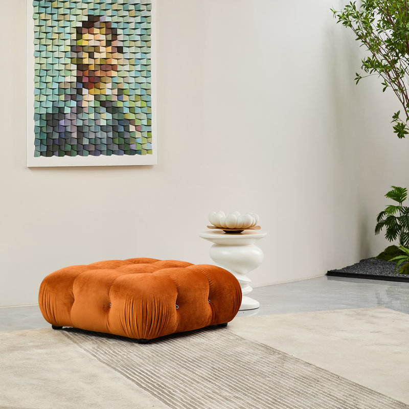 Repose-pieds Damion, Velours orange