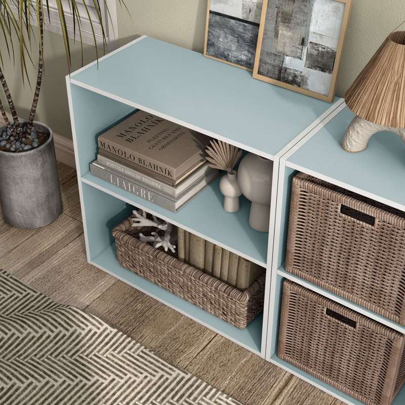 Bibliothèque de rangement modulable, 2 tablettes, Bleu clair