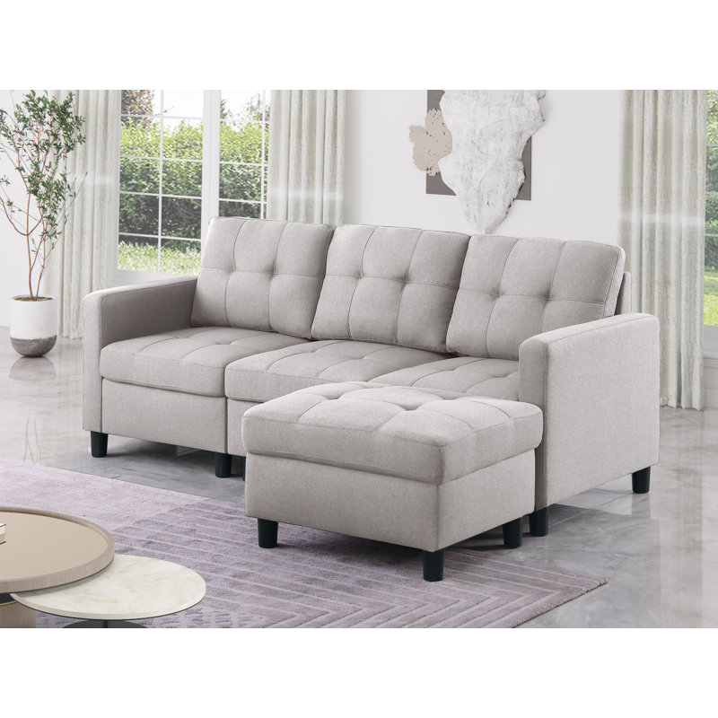 Kentrell Modular Sofa With Ottoman, Blue, 34.3" H x 74.5" W x 30.5" D