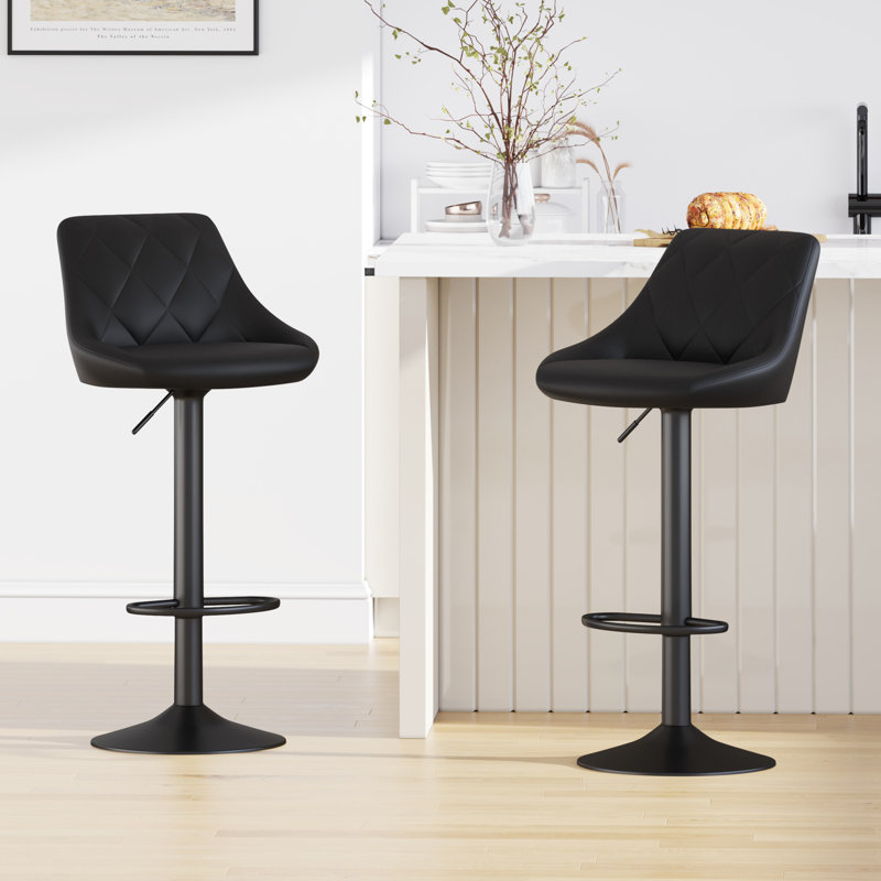 Swivel Adjustable Height Counter Stool with Metal Frame, Black