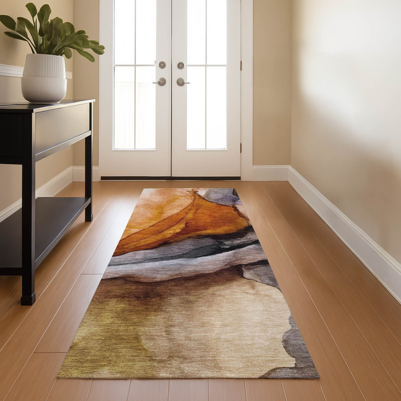 Premium Machine Washable Lonon AMF1937 Abstract Rug, Runner 2'3" x 7'6"