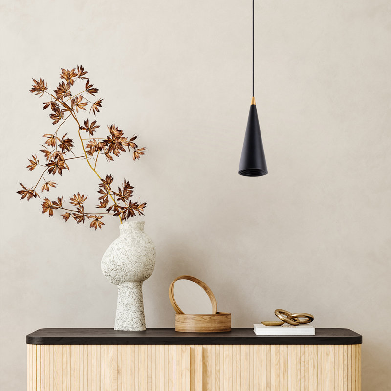 Cone pendant lamp 1-light Tide, Black, 177.5cm H x 9.5cm W x 9.5cm D