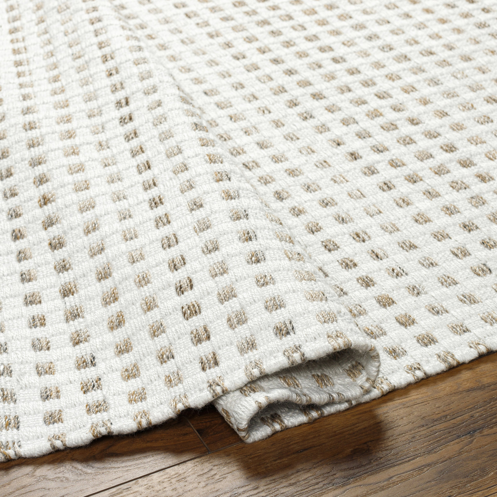 Gilson Hand-Woven Beige Geometric Rug, Rectangle 10' x 14', Beige