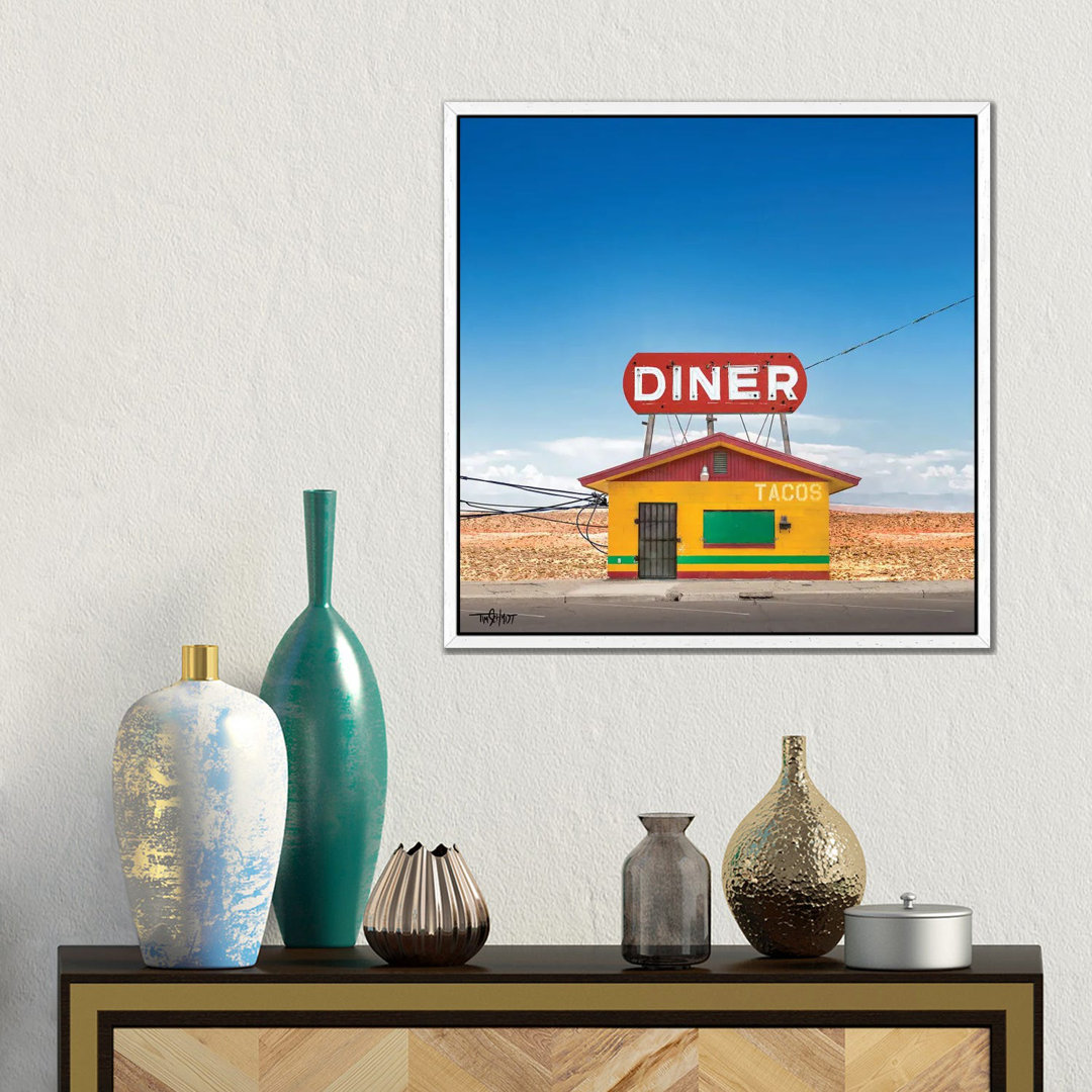 Main Street Diner von Tim Schmidt - Galerie-verpackte Leinwand Giclée auf Leinwand