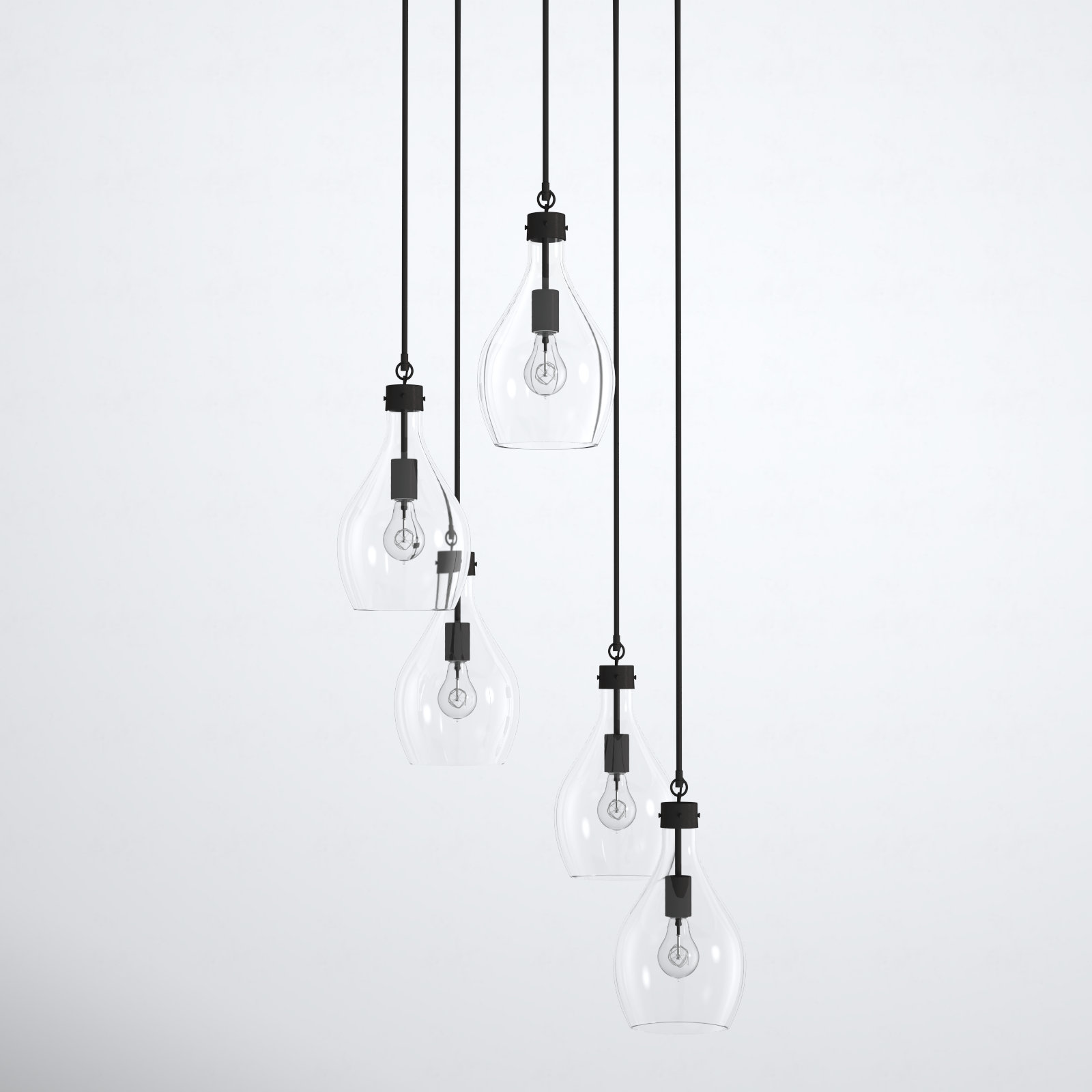 Breece 5 Light Glass Dimmable Pendant