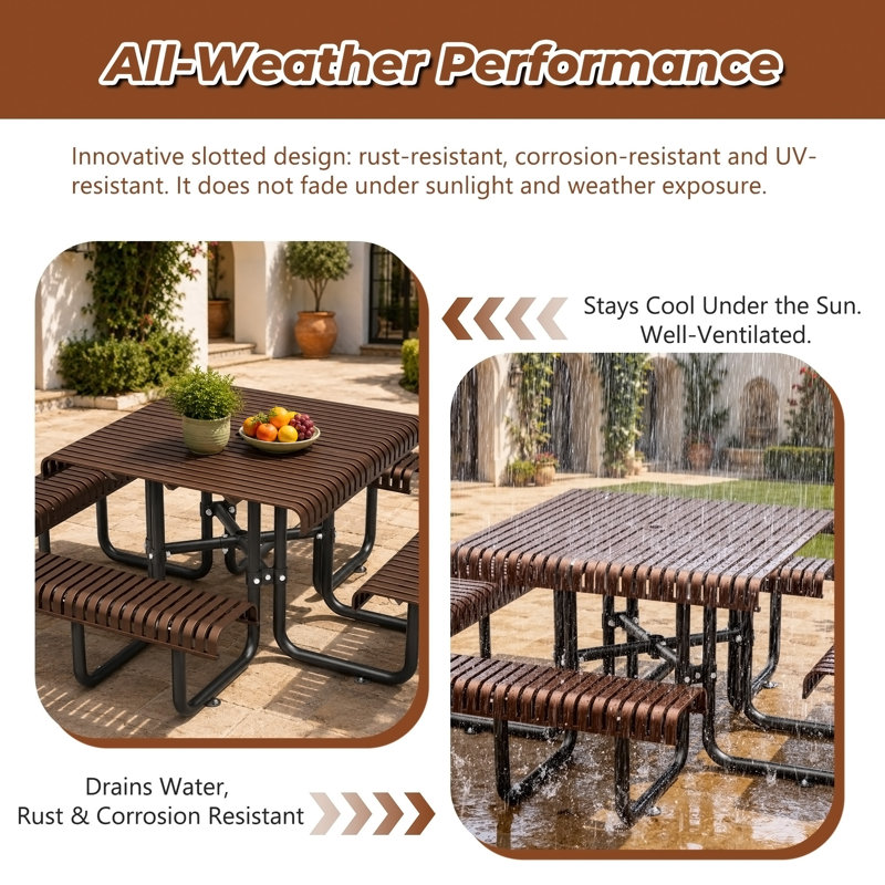Steel Patio Dining Set Table,