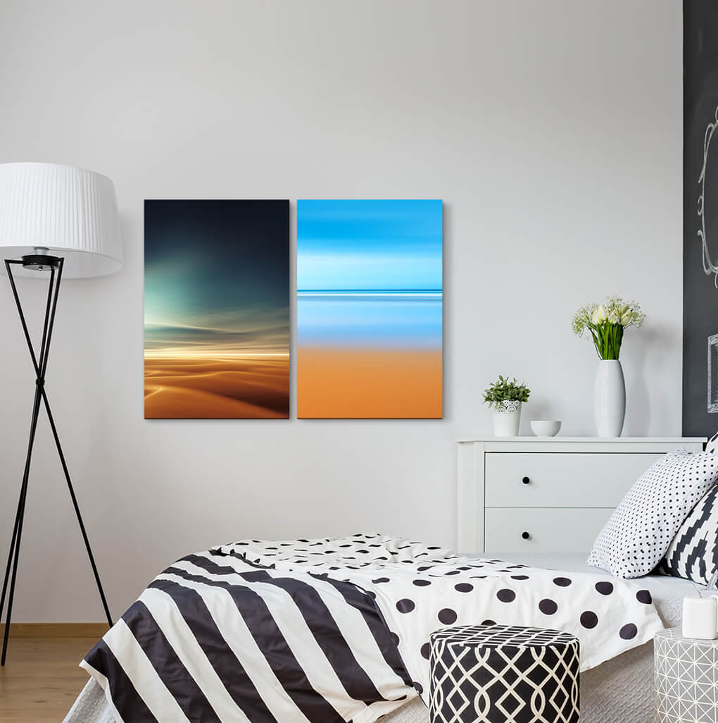 2-tlg. Leinwandbilder-Set - Grafikdruck „Desert Sahara Sky Horizon Sea Modern Minimal”