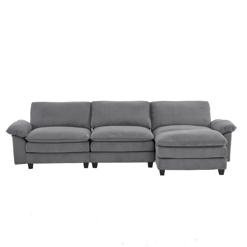 Canapé modulaire modulaire, 3 places, conception en L, gris, Gris
