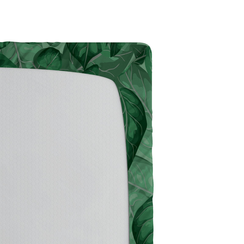 Drap-housse Ambesonne, Drap-housse de taille simple, Vert fougère, vert forêt / floral