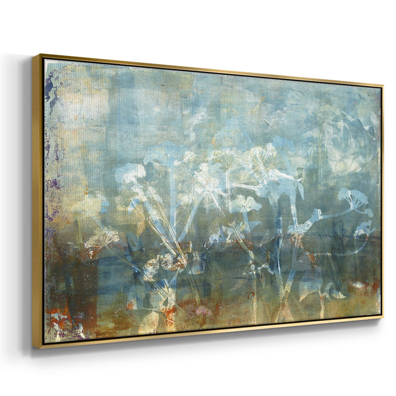 Bord de l'eau, H 27 po x l 41 po x P 2 po, Toile avec cadre flottant or