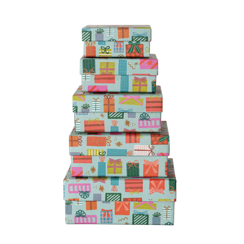 5 Piece Disposable Paper Plastic Paper Christmas Card Box Disposable Party Supplies for 5 Guests