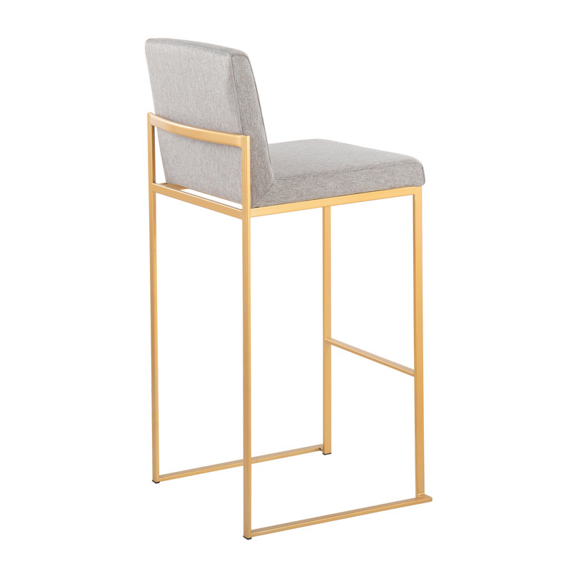 Tabouret de bar contemporain à haut dossier, Doré, Gris clair, 2