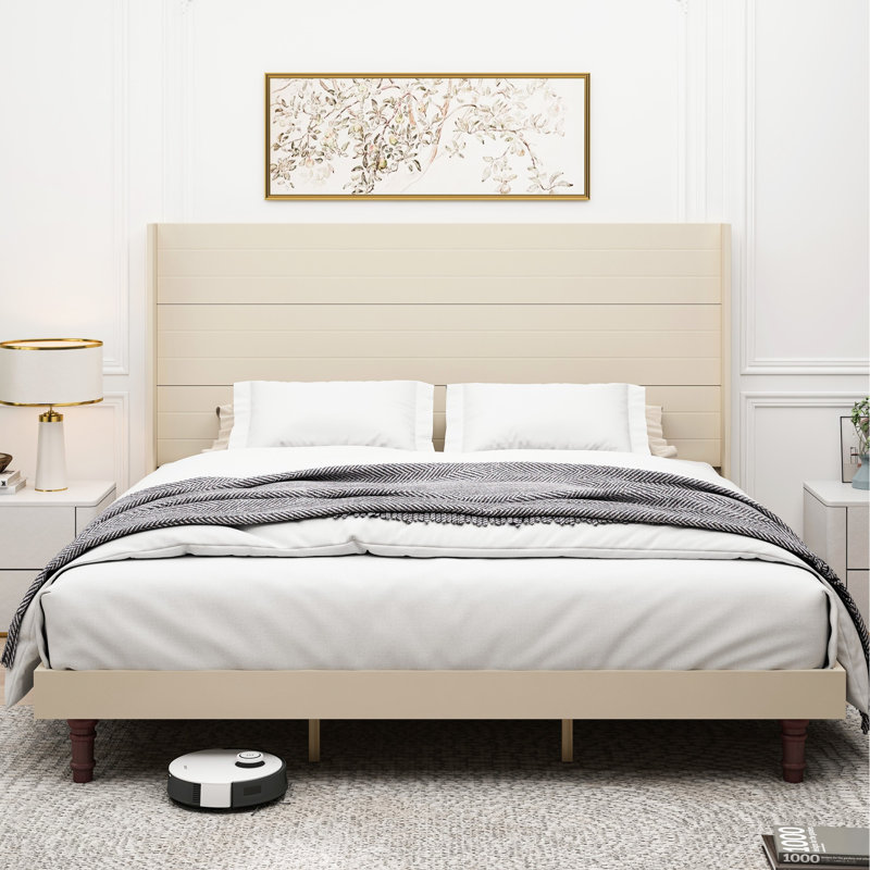 Très grand lit de 54 po pour la tête de lit beige, idéal pour une nuit de sommeil paisible avec une expérience de sommeil confortable